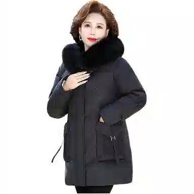 鸭鸭 简约时尚洋气纯色连帽拉链保暖长袖羽绒服 女款