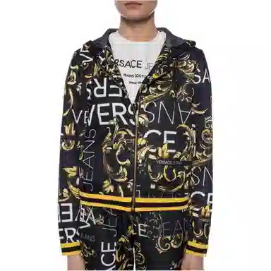 Versace Jeans Couture Letter Print Hoodie Black