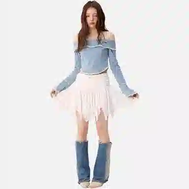 CHUU Lace Skirt White