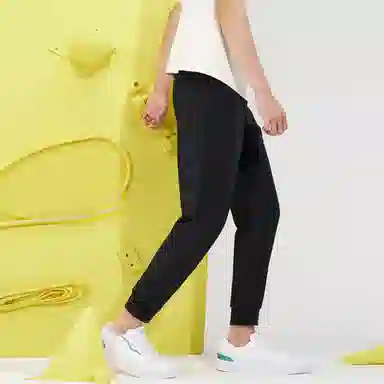 特步 纯色薄款透气束脚针织运动裤 男款