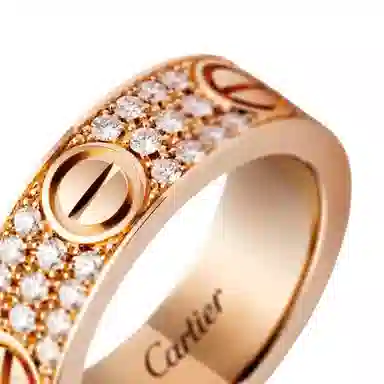 Cartier Love Ring 18K Rose Gold Full Diamond