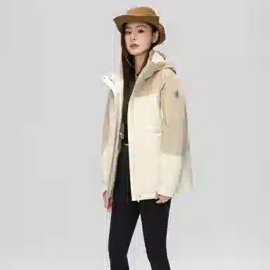 雅鹿 连帽短款宽松长袖纯色羽绒服 女款