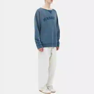 Maison Margiela Logo Embroidered Crewneck Sweatshirt Blue