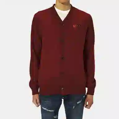 CDG Play Burgundy Cardigan
