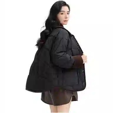 鸭鸭 保暖单排扣薄款长袖羽绒服 女