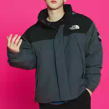 The North Face Logo Print Zip-Up Cotton Jacket Gray