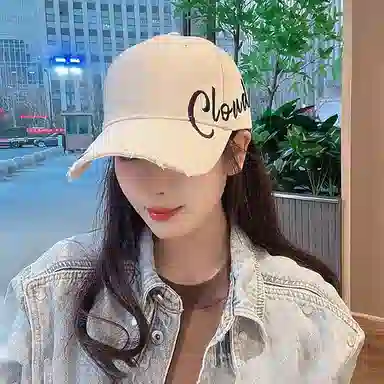 艾佳微 夏季字母刺绣大头围显脸小棒球帽 户外出行遮阳防晒百搭 棉 鸭舌帽 男女同款情侣款