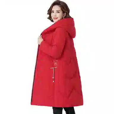 鸭鸭 纯色时尚休闲连帽宽松简约长袖羽绒服 女款