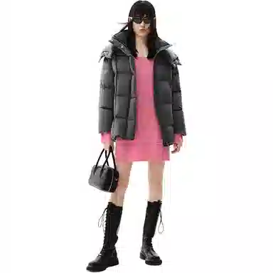 太平鸟 连帽短款假两件毛织长袖连衣裙 女款