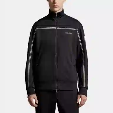 Moncler Logo Print Zip Jacket Black