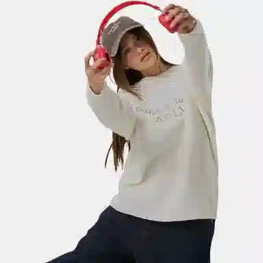 acme de la vie ADLV Basic Letter Jacquard Crewneck Sweater