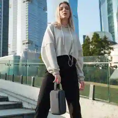 北极猎人 商务时尚百搭 织面 拉链手包盒子包手机包手拿包 常规 男款 黑色/灰色