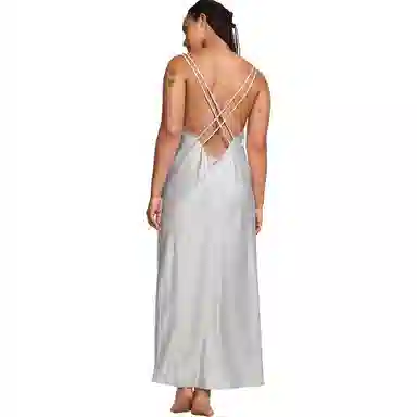 Victoria's Secret Twinkle Strap Satin Long Slip DressSILVER PEARL V