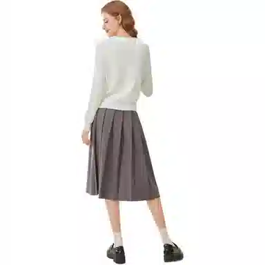 爱依服 休闲时尚简约法式针织衫 女款 白