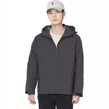 浪莎  纯色连帽户外登山休闲拉链  防水防风冲锋衣 男女同款