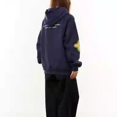 悍戈 美式复古学院风水洗迷彩刺绣重磅连帽开衫上衣卫衣 男女同款