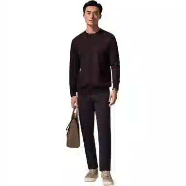 迪柯尼 纯色简约圆领修身保暖毛衣 男款