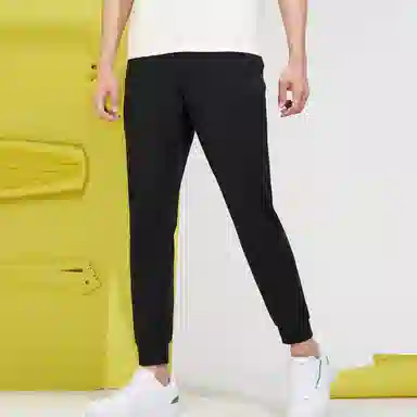 特步 纯色薄款透气束脚针织运动裤 男款