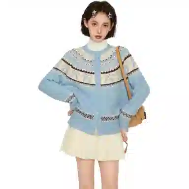 柏黛妃 复古提花针织简约百搭卫衣 女款