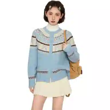 柏黛妃 复古提花针织简约百搭卫衣 女款