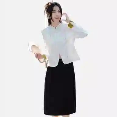 【dme】 立领纯色休闲复古长袖衬衫 女款 米白