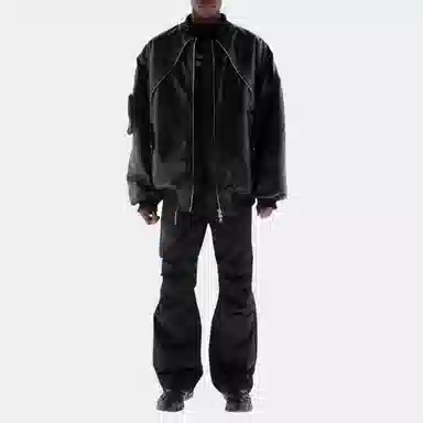 FARFROMWHAT FW22 Black Leather Jacket