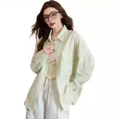 法文箱子 简约翻领纽扣长袖衬衫 女款