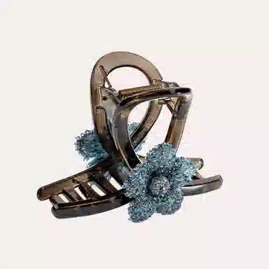 卡铂雅 蓝色花朵休闲设计港风气质复古镶钻极简高级感 发夹 女款