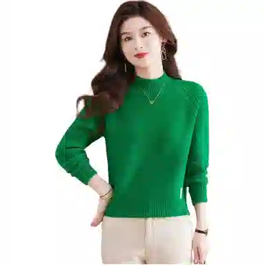 恒源祥 时尚简约休闲气质半高领纯色打底衫女长袖针织衫 女款