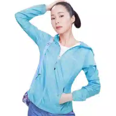 探路者 户外超薄防紫外线舒适防晒服 女款 白色/天际蓝