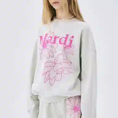 MARDI MERCREDI SS25 SWEATSHIRT TRIPLE FLOWER_OATMEAL PINK