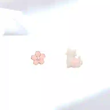 樱花猫咪卡通可爱猫咪花朵不对称森系花朵 甜美可爱少女系气质百搭设计高级感 合金 耳钉 女款