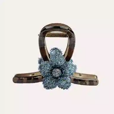 卡铂雅 蓝色花朵休闲设计港风气质复古镶钻极简高级感 发夹 女款