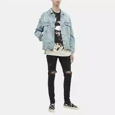 REPRESENT Slim Fit Ripped Jeans Black