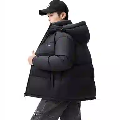 鸭鸭 极寒系列 石墨烯蓄热加厚保暖连帽冬季外套纯色韩版休闲基础百搭短款户外运动面包羽绒服 男女同款