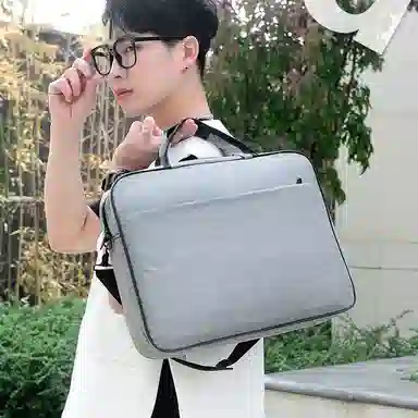 泰克森 商务拉链开合 尼龙 电脑包手提包 常规 男女同款情侣款 黑色灰色