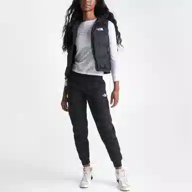 The North Face Logo Print Zip Hoodie Vest Black