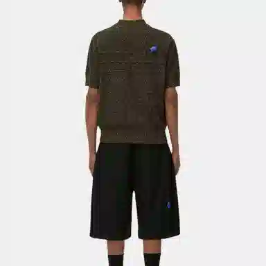 ADER ERROR SS25 V-Neck Tassel Embroidered Knit Tee Black