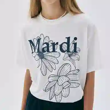MARDI MERCREDI TSHIRT TRIPLE FLOWER_IVORY NAVY SS25T