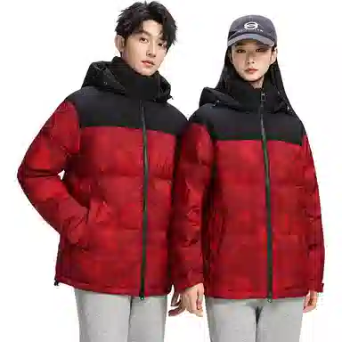 鸭鸭 冬日加厚连帽可拆卸面包服羽绒服 男女同款