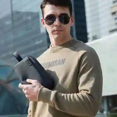 北极猎人 商务时尚百搭 织面 拉链手包盒子包手机包手拿包 常规 男款 黑色/灰色