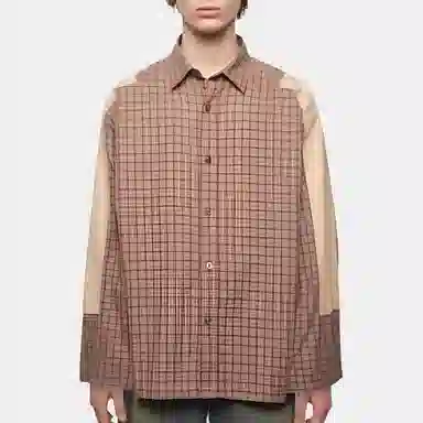 Acne Studios FW24 Plaid Button Shirt Jacket Brown