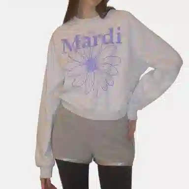 Mardi Mercredi Raglan Flowermardi Stone Embellished Heather Purple