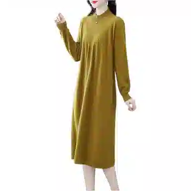 恒源祥 纯色休闲简约长袖连衣裙 女款