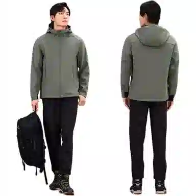 探路者 城市户外系列 纯色简约百搭舒适连帽夹克外套 男款 灰湖绿
