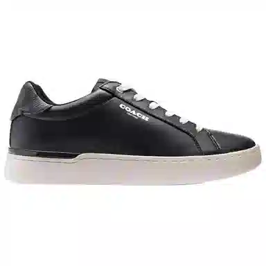 COACH Leather Round Toe Low Top Sneakers Black