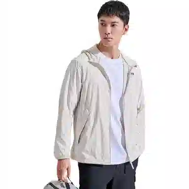 探路者 纯色连帽拉链透气舒适 超轻透气防水防紫外线防晒服 男款 高级灰