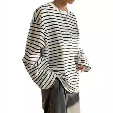 Big Check Black Cat Striped Crewneck Tee