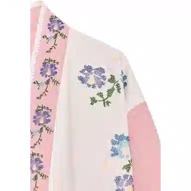 ZARA Colorblock Floral Embroidered Shirt