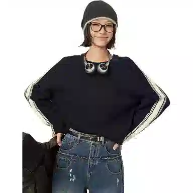 美洋 全棉撞色圆领毛衣 女款